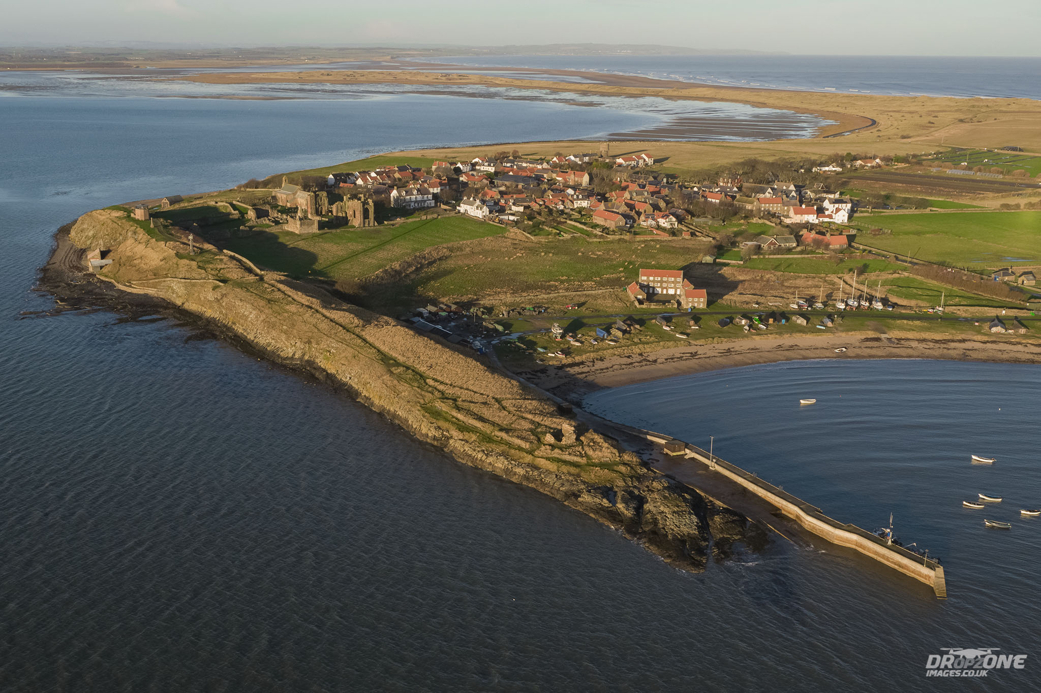 Holy island drone photography