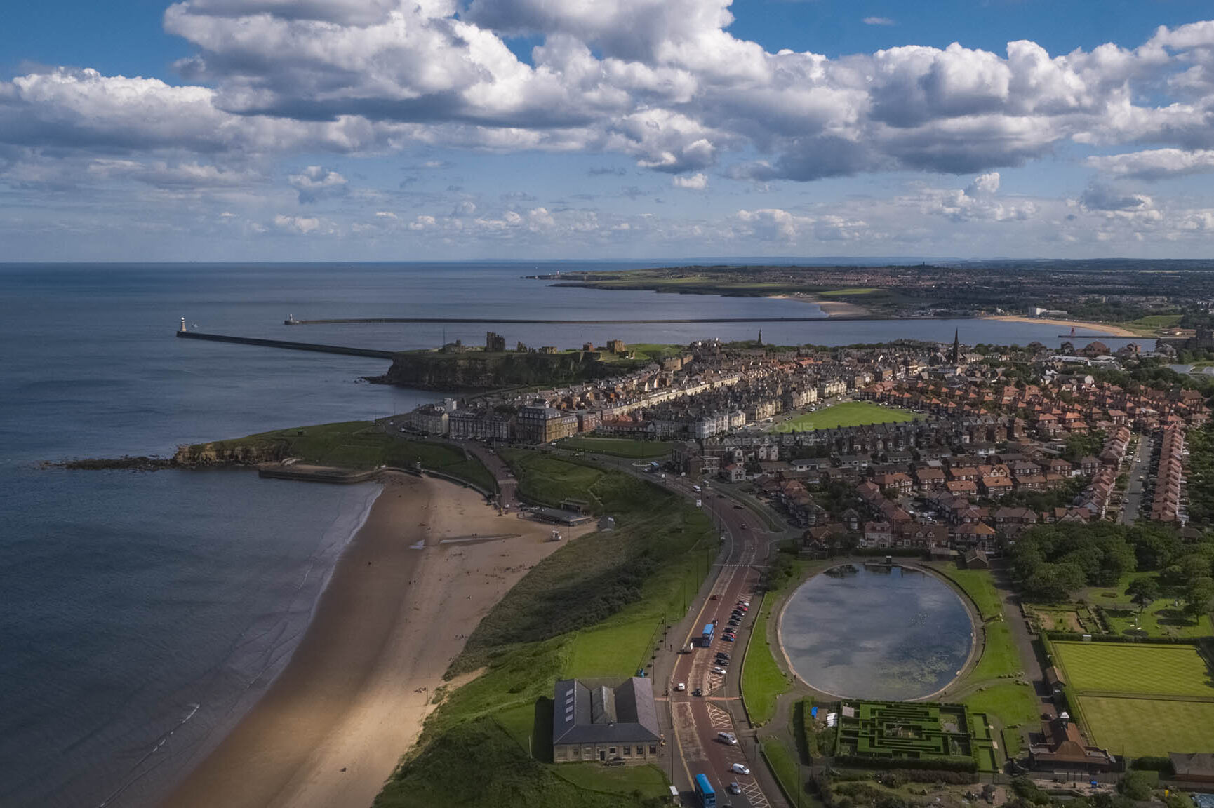 Aerial view of Tynemouth. Local CAA PFCO Drone operator for hire